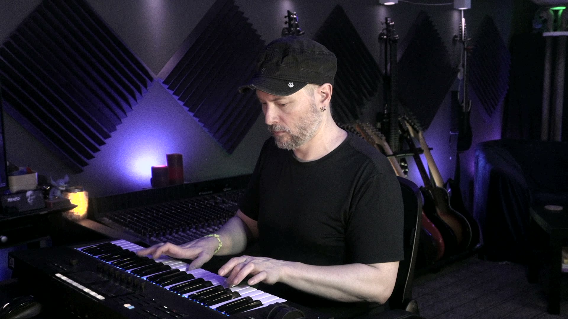 Josh Holland playing keys at Green Light Studios